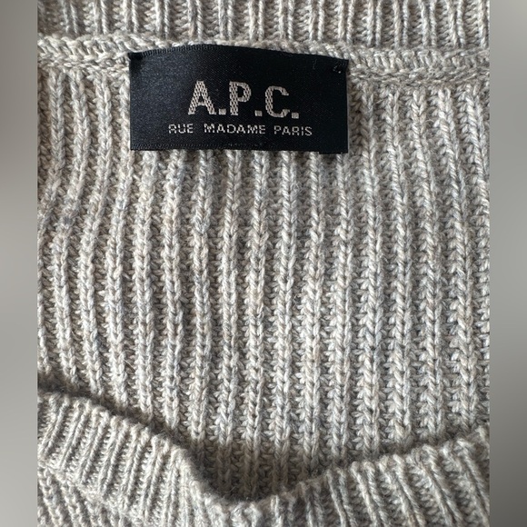 A.P.C. Oatmeal Color Rib Knit Poncho Bio Wool/Alpaca Large/Extra Large Like New! - Picture 10 of 11